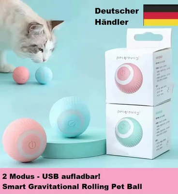 MARKENLOS Interaktives Katzenspielzeug Elektrischer Ball LED Selbstdrehend Katze USB*