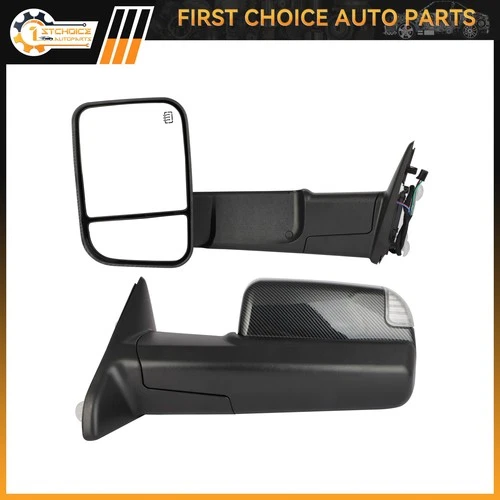 Mirrors For 16-17 RAM 1500-3500 L&R Power Flipup Heated Carbon Fiber Turn Signal