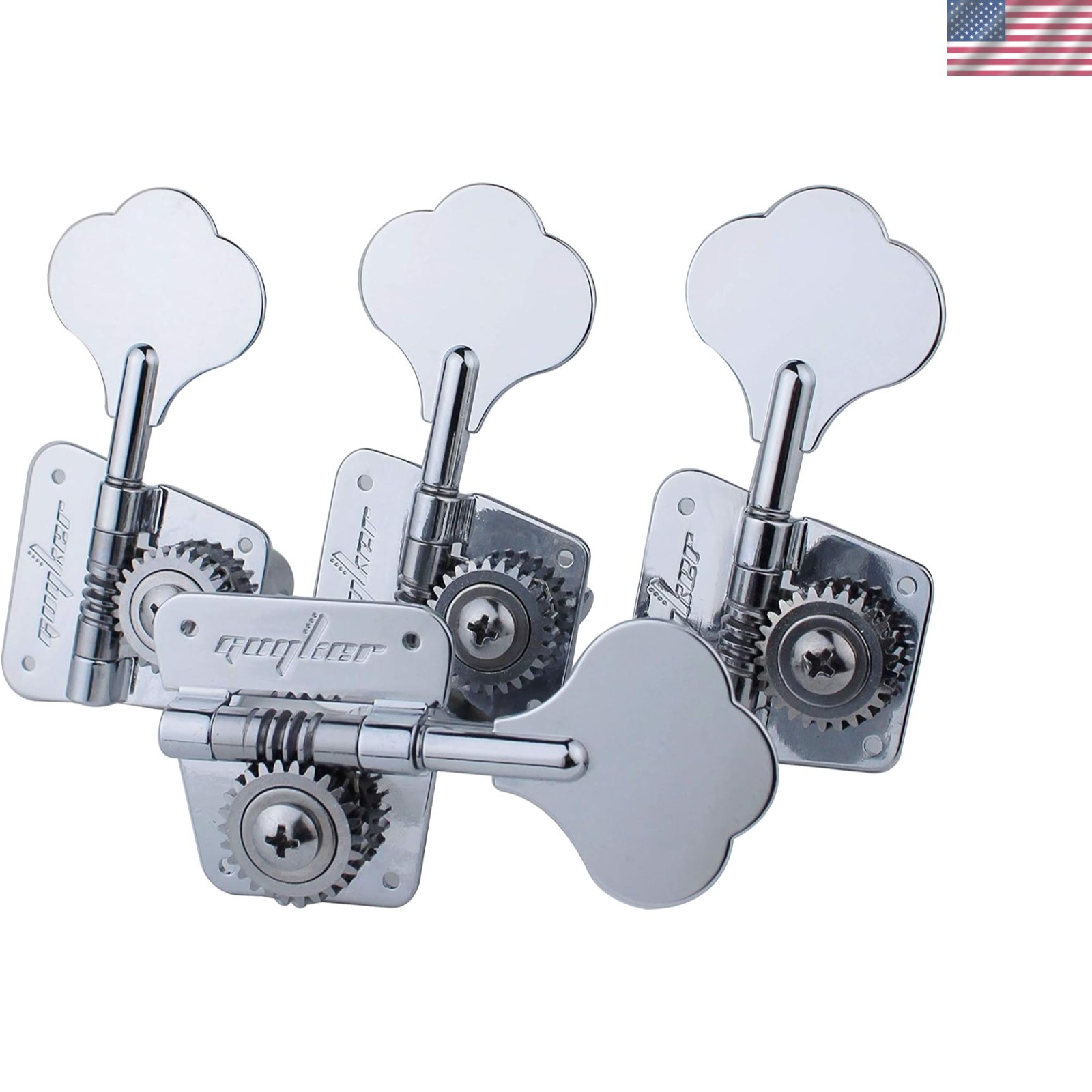 Bass Tuners 4 for Right - 1:20 Ratio Open Gear Tuning Key Pegs Machine Head R...