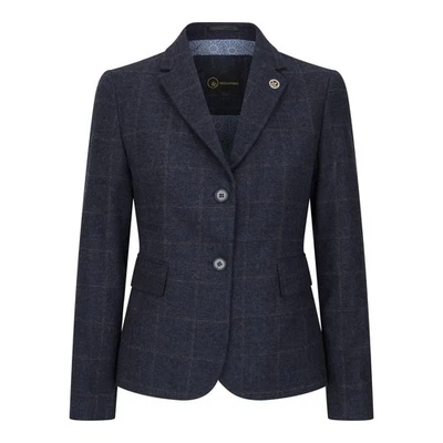 Damen Marineblau Geschneidert Tweed Formelle Blazer Wollmischung Vintage - Bild 1 von 4