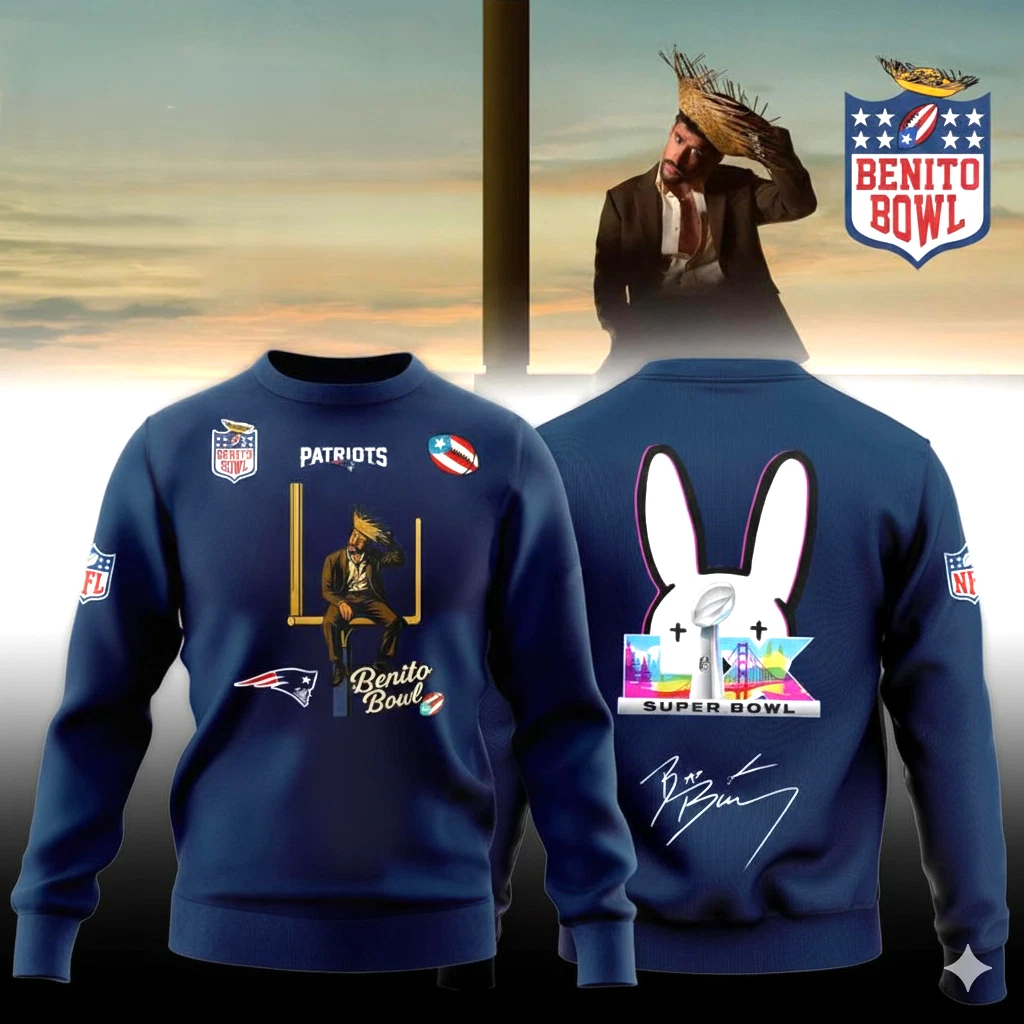 New England Patriots x Bad Bunny 2026 Super Bowl Blue Shirt