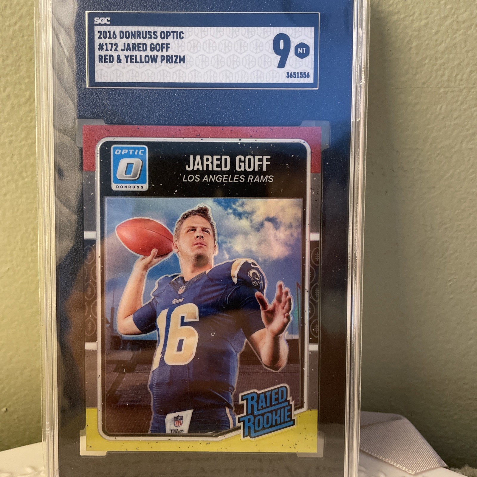 2016 Donruss Optic Jared Goff Red & Yellow Rated Rookie SGC 9 RC – Rams