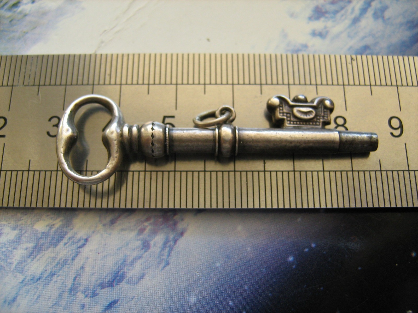 Antique solid silver pocket watch winding key,ori… - image 7