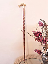 Nautical Wooden Walking Stick Cane Vintage Brass Head Handle Antique Shaft Gift