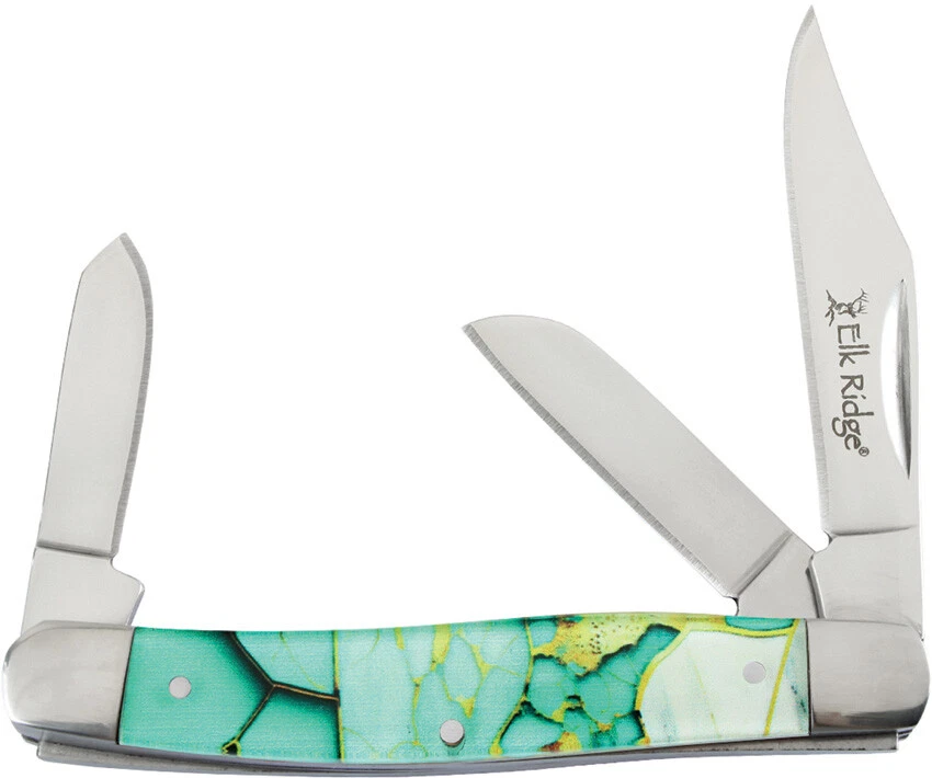 Elk Ridge Gentleman's Stockman Green Folding Stainless Pocket Knife 42453LG - Picture 1 of 2