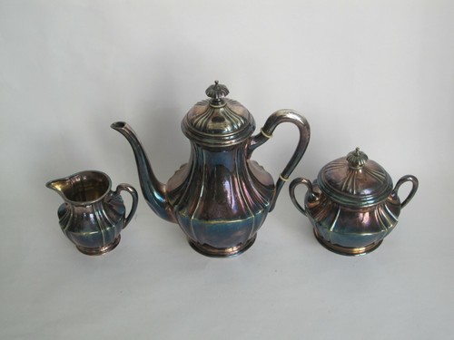 Centerpiece Alpacca Silver Plated Jug Lidded Jar Sugar Bowl Creamer - Picture 2 of 4