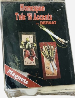 Vintage Bernat Onions & Radishes Magnets Homespun Tole  N Accent Craft Kit -NEW