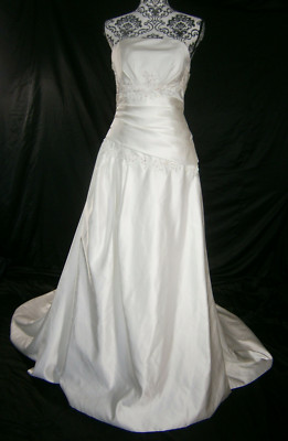 Bridal Store Wedding Dress 10 Ivory Ruching Beads Pearls Pink Sequins Train New