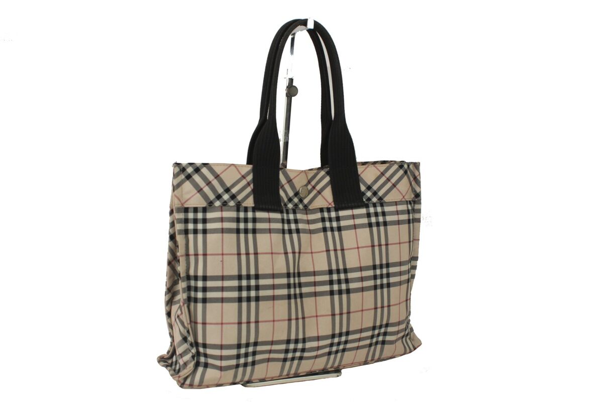 Burberry London Blue Label Beige Nova Check Tote Hand Bag Burberry London Blue Label Beige Nova Check Tote Hand Bag