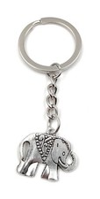 Elephant Polka Dot Silver Metal Keyring Pendant Charm