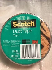 Scotch Duct Tape Tiger Pattern 1.88” x 7 YD NEW Sealed Craft Decorative 3M USA