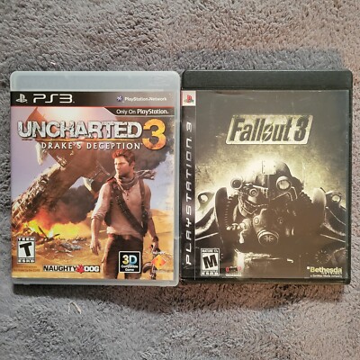 Fallout 3 & Uncharted 3: DRAKE'S DECEPTION ~ BOTH CIB ~ LOT OF 2 