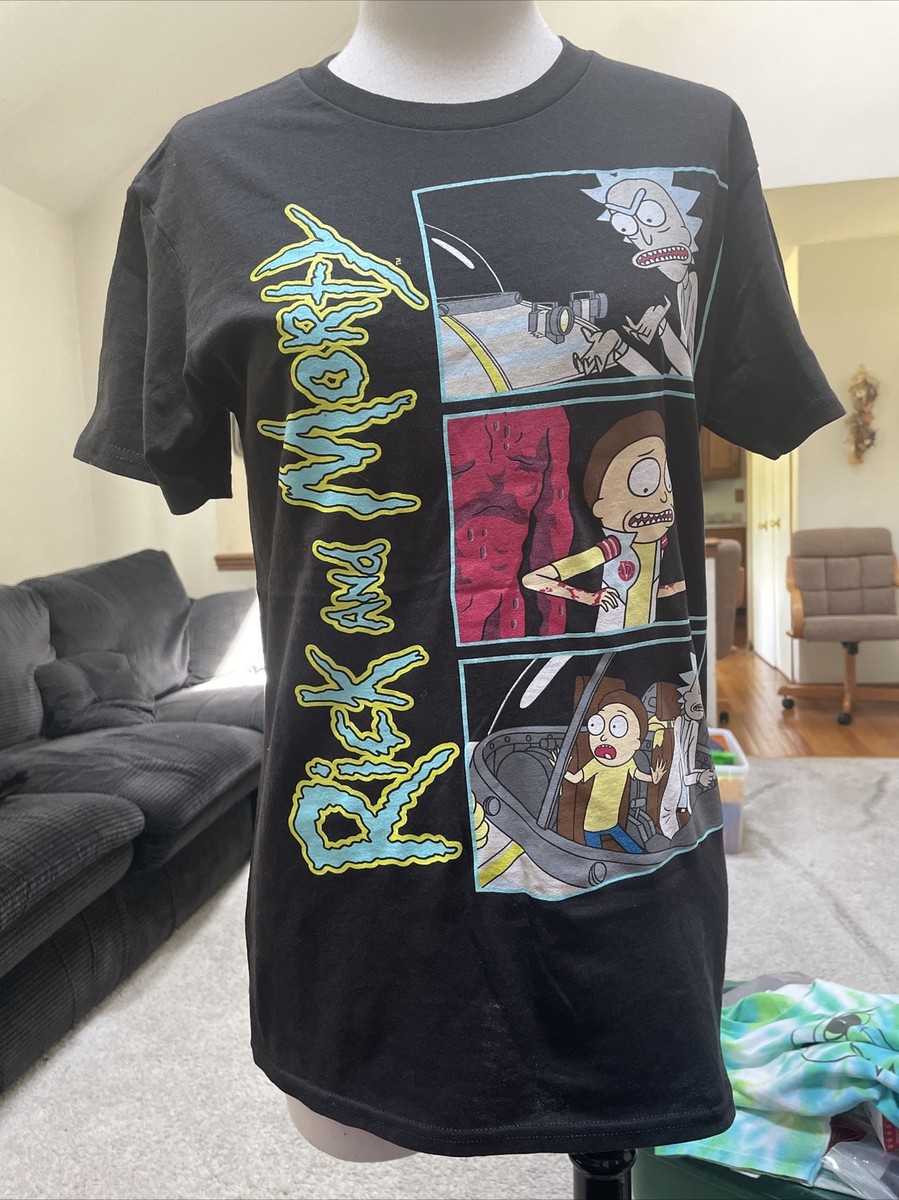 Rick and Morty Black Spaceship Trip Short Sleeve T Shirt Size
