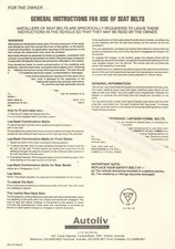 OFFICIAL SUPPLIER TO HOLDEN  1984- 1990 AUTOLIV SEAT BELTS FITTING INSTRUCTIONS