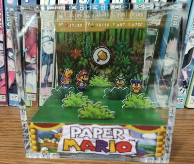 Paper Mario - Paper Mario in Battle Handmade Diorama -Gameboy Gaming Cube-Fanart