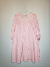 VTG Lorraine Womens L Nightgown Pink Floral Bow Grannycore Pull On 3/4 Sleeve