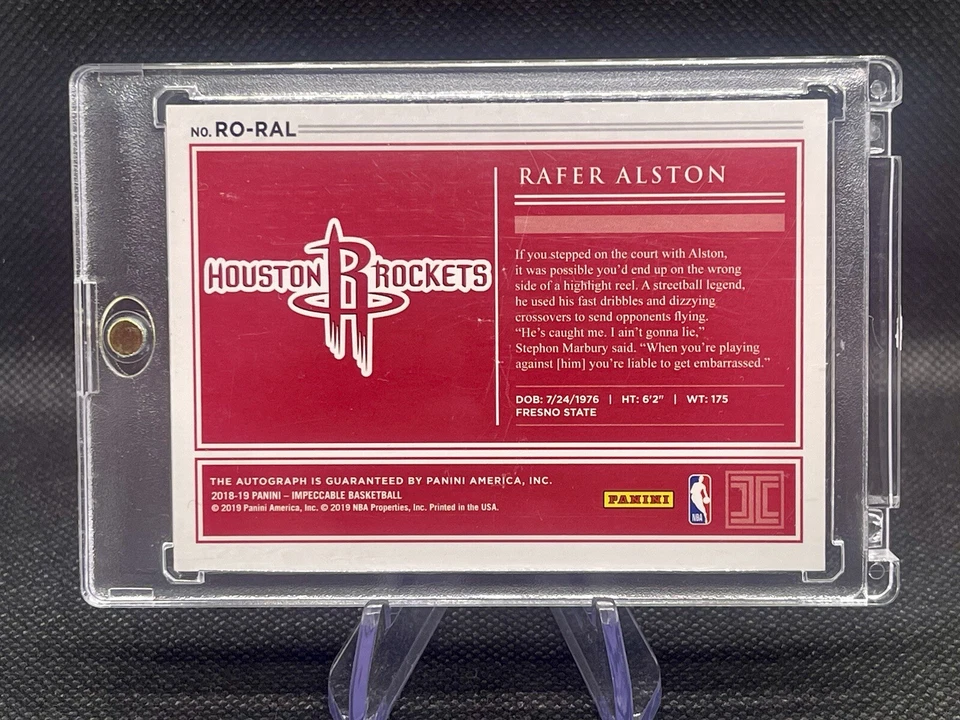 2018-19 Panini Impecável Rafer Alston Houston Rockets Auto /99 #RO-RAL - Imagem 2 de 2