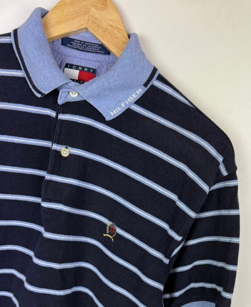 Tommy Hilfiger Men's Slim Fit Striped Polo Shirt Size S Fits Like Medium