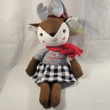 Spark Create Imagine Plush  Deer My 1st Christmas Stuffed Animal Crinkle Rattle