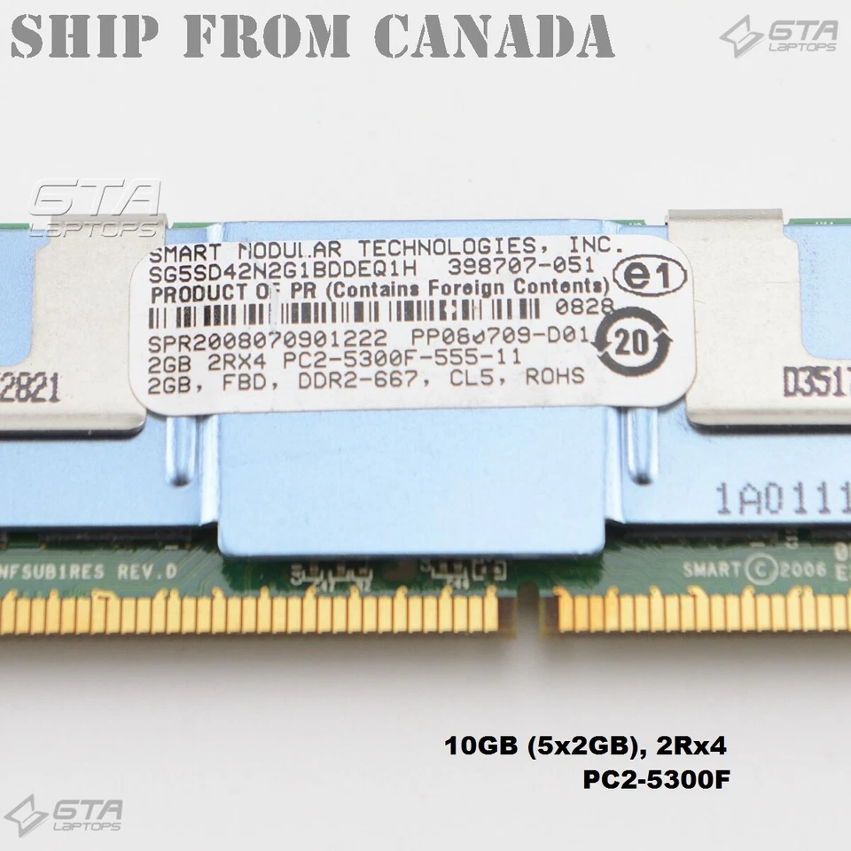 10GB (5x2GB) Smart Modular Server Ram 2Rx4 PC2-5300F SG5SD42N2G1BDDEQ1H - Image 2 of 2