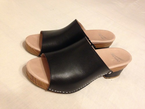 DANSKO WOMEN'S MACI BLACK LEATHER WOODEN CLOG SANDALS SIZE 39 / US 8.5 | eBay