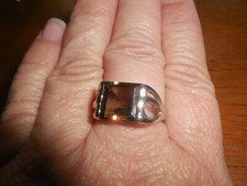 Yvesse schöner Designer Ring Rauchquarz 18 braun rhodiniert 925 Silber wie Neu