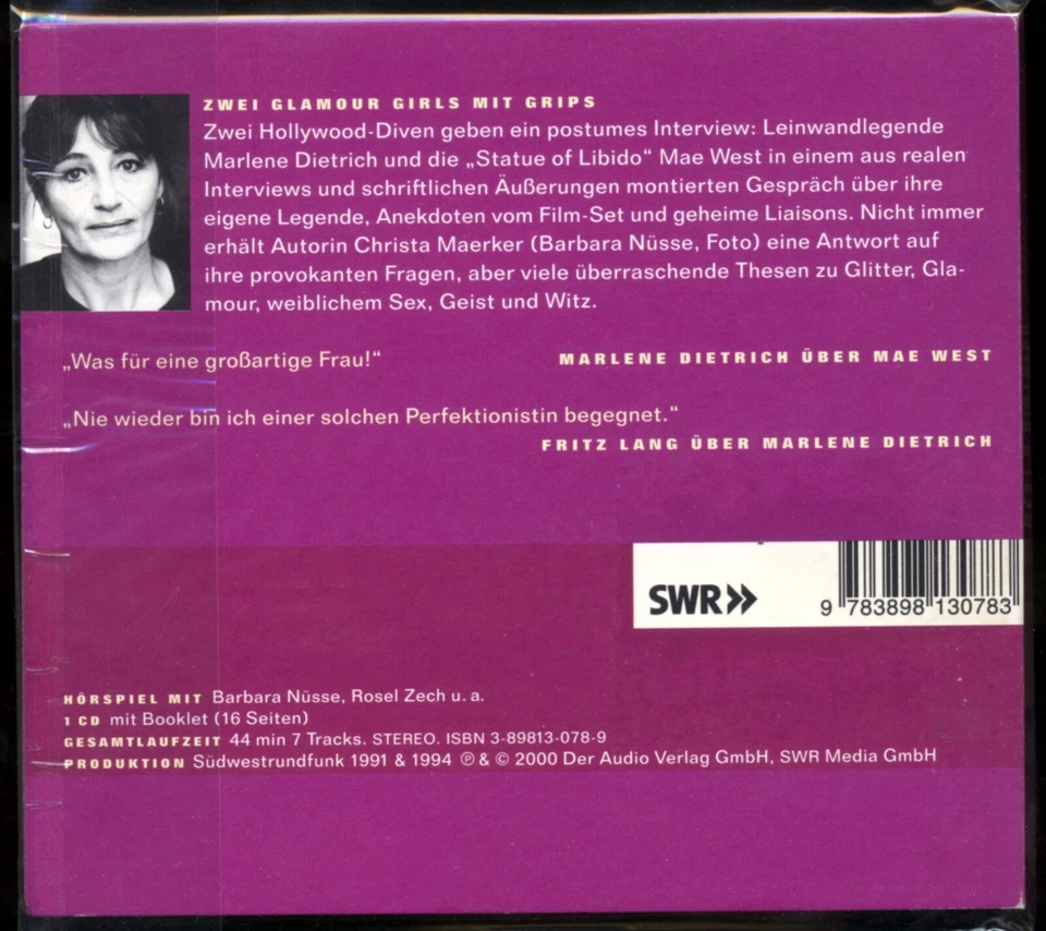 Mae WEST & Marlene DIETRICH★UNMÖGLICHE INTERVIEWS★Hörspiel★CD★SWR★NEUWERTIG★ - Bild 2 von 3