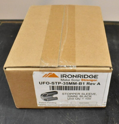 New in Box Lot of 100 Ironridge UFO-STP-35mm-B1 Rev A Stopper Sleeves Black 35mm