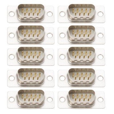 10PCS DB9 RS232 Male Connector 9 Pin D-SUB Serial Solder Gold Plated Joints C...