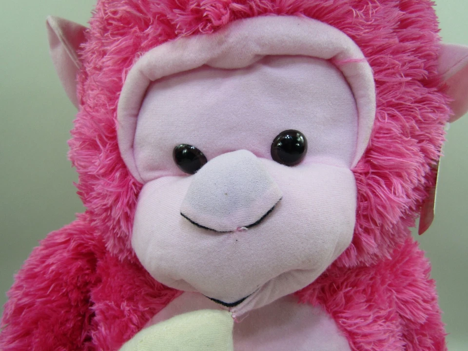 VTG 2000 Fiesta Large Pink Monkey Eating Banana Stuffed Animal Plush Tags 24" - Image 2 of 4