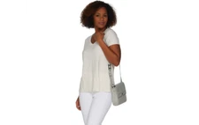 H by Halston Slub Knit Stripe Short Sleeve Top Bone XXS A301937 QVC J