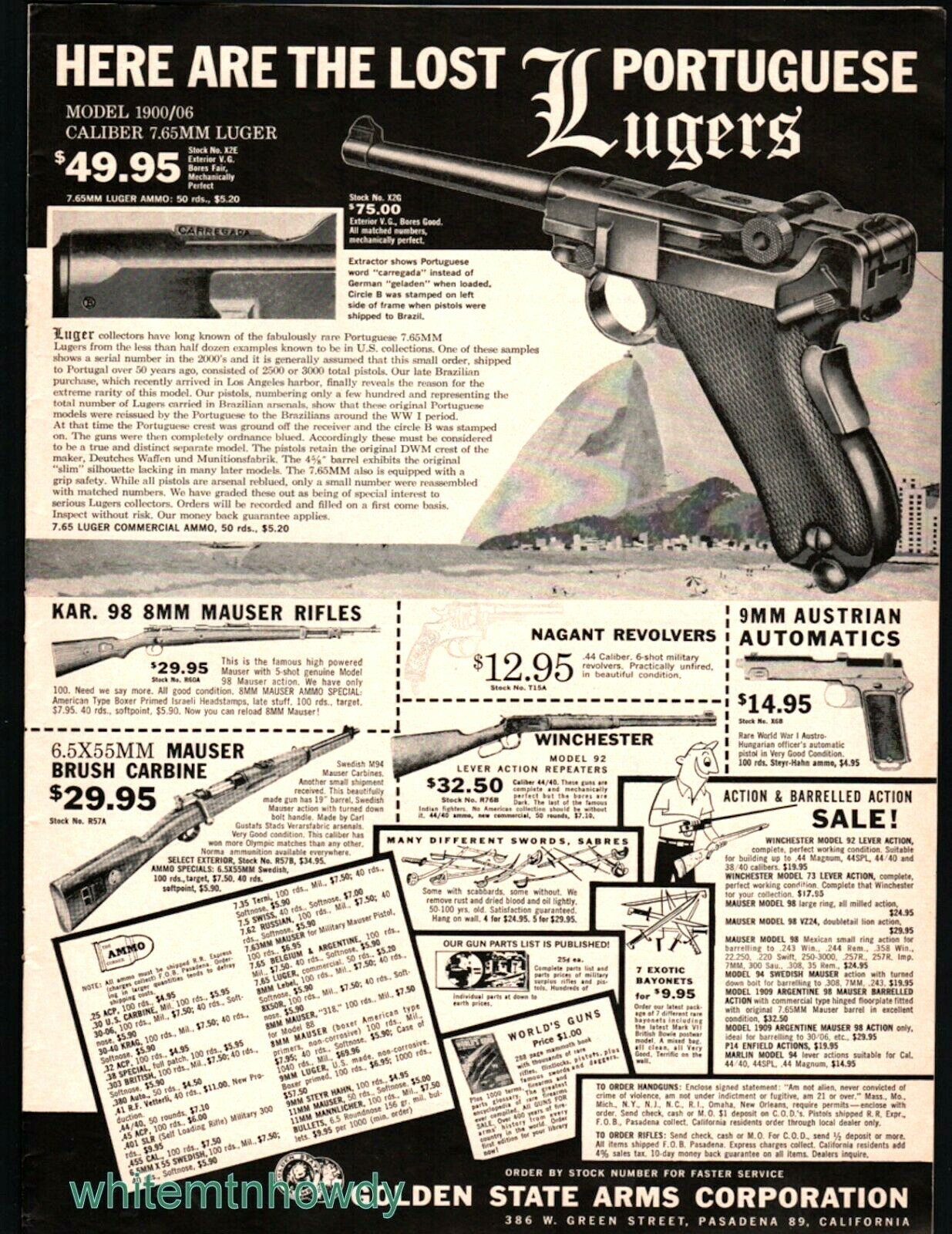 1959 PORTUGESE LUGER Golden State Arms Vintage Gun AD Advertising eBay