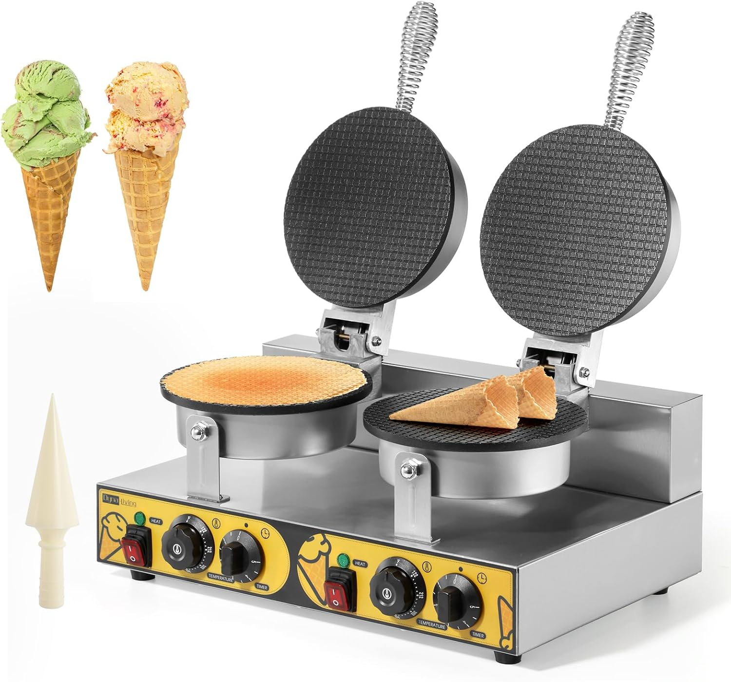 Waffle Cone Maker Commercial 2400W Professional Ice Cream Cone Waffle Maker Mach-image