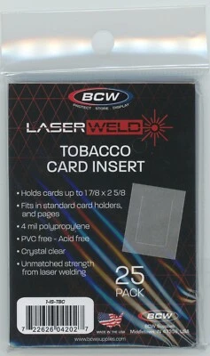 (25) Tobacco Card Insert Sleeves (LaserWeld) BCW NEW