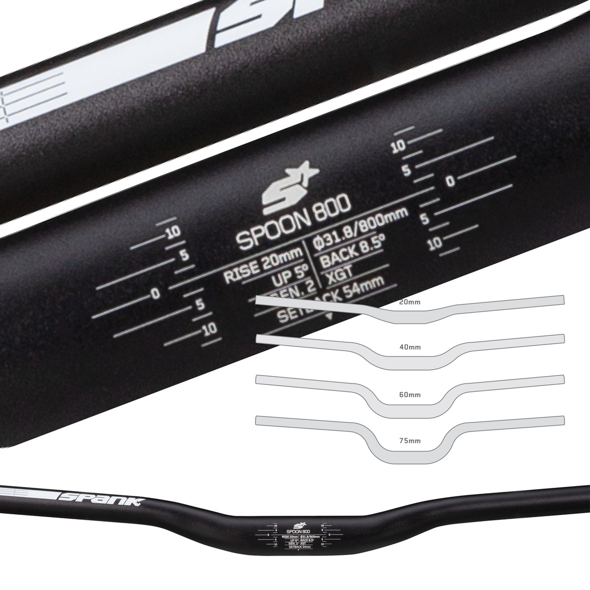 Spank Spoon 800 Handlebar - 31.8 x 800mm, 40mm Rise, Black | eBay