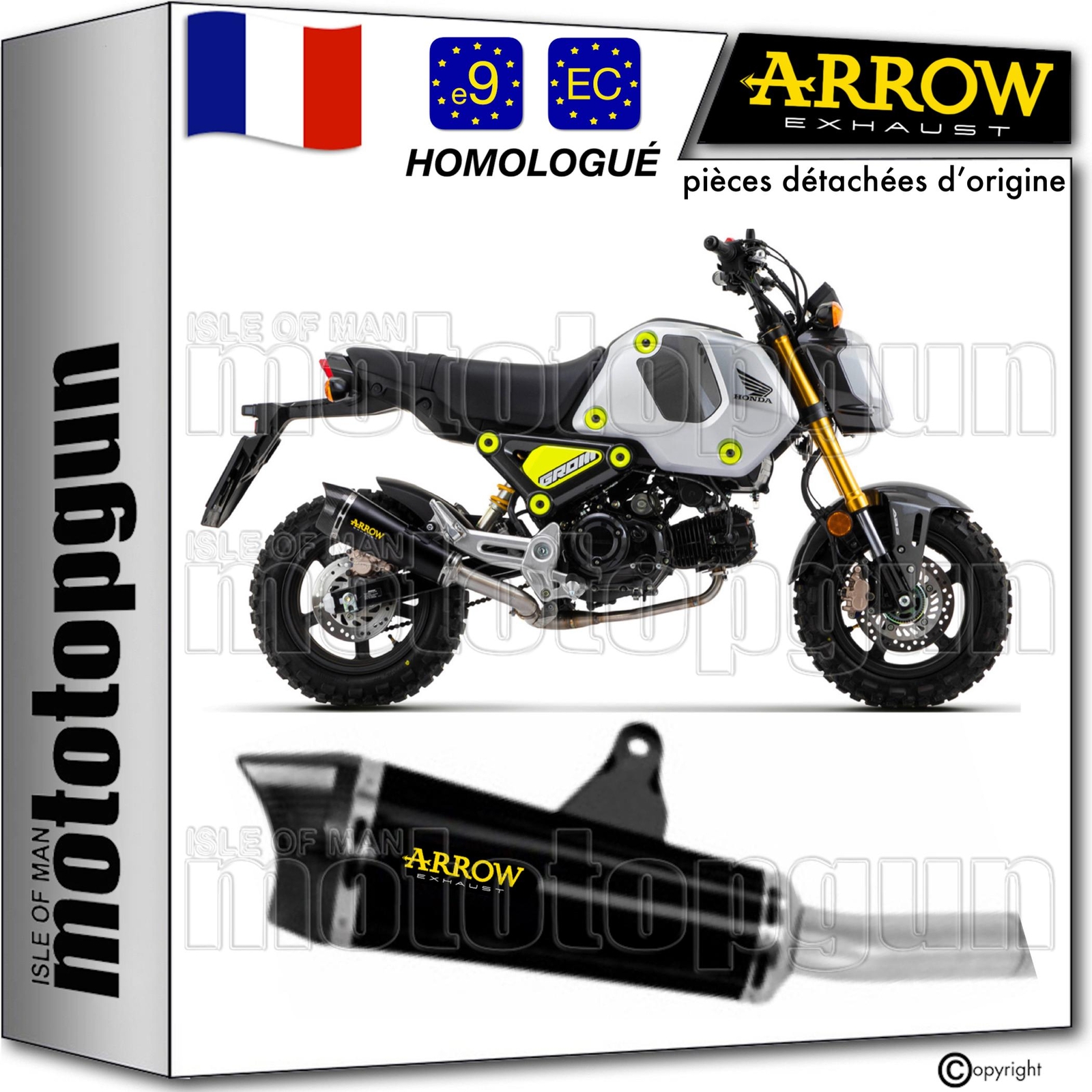 Pot echappement noir Arrow X-Kone pour Honda MSX 125 Grom 2023