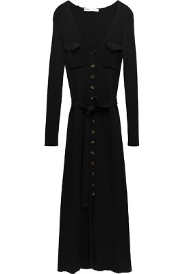 Zara Knit Pocket Dress Black 0014/017 Size S | eBay