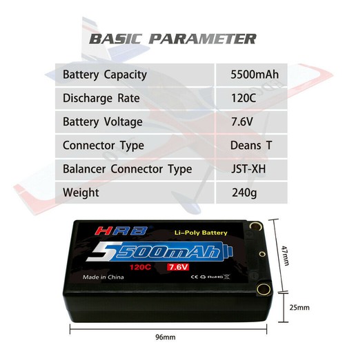 2Stück 7,6V 5500mAh 2S Hardcase 5,0mm Bananenstecker T+XHR Rennauto HV-LiPo Akku - Bild 2 von 6