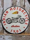VINTAGE INDIAN MOTORCYCLE PORCELAIN SIGN OLD SALES SERVICE DEALER REPAIR BIKER