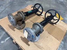 Strahman Y TANK BOTTOM DRAIN VALVE, 3", 316 SS, Piston, Cage Valve, lot of 2