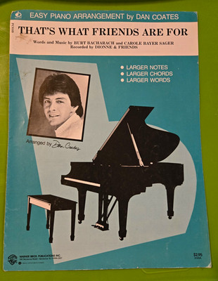 Warner Bros. That's What Friends Are For Easy Piano Solo Sheet Music PC1088
