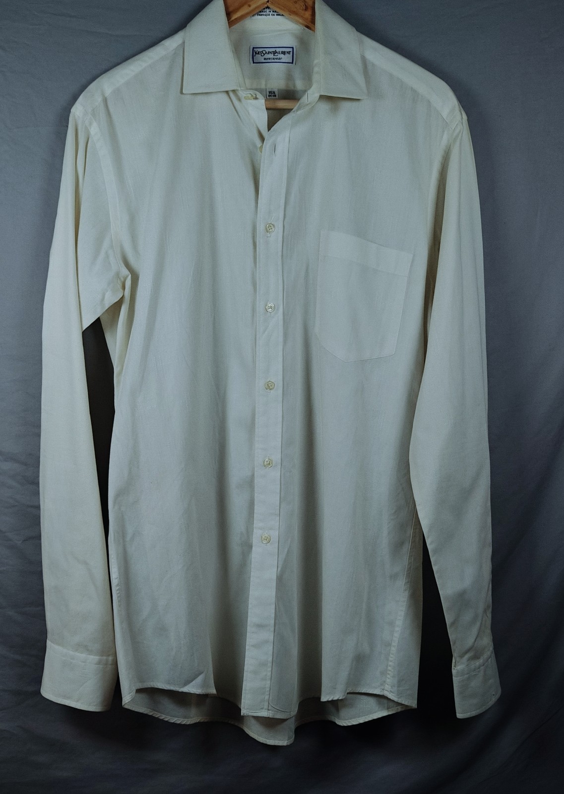 SAINT LAURENT Camicia elegante uomo vintage YSL con bottoni manica lunga TG: 15 5 34 35 cotone