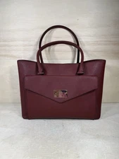Kate Spade Post Street Halsey Large Saffiano Leather Maroon Tote Gold Hardware