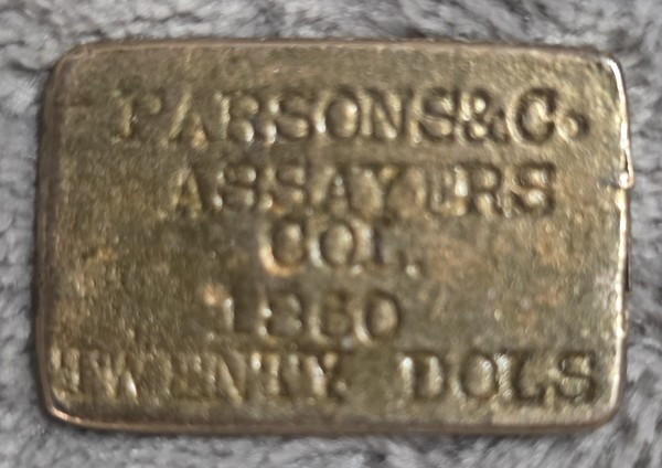 Ficha de cheque de cuotas de minería de carbón de latón de ensayadores Parsons & Co de colección ~ réplica de copia