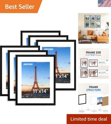 11x14 Picture Frame Bulk-6 Pack, Photo Frame with HD Plexiglass, Display Pict...