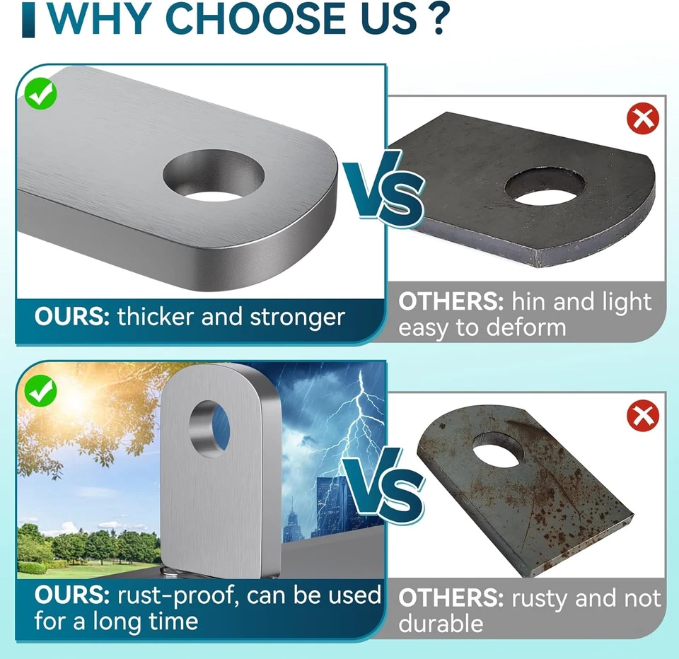 Weld On Tabs Steel Gussets Shock Mount 12 Pcs Heavy Duty for Truck Suspension - Image 3 of 4