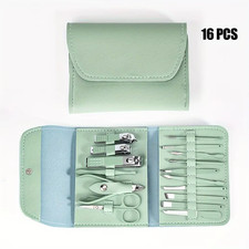 16Pcs Professional Nail Clippers and Cuticle Nippers Set with Travel Case Manicu