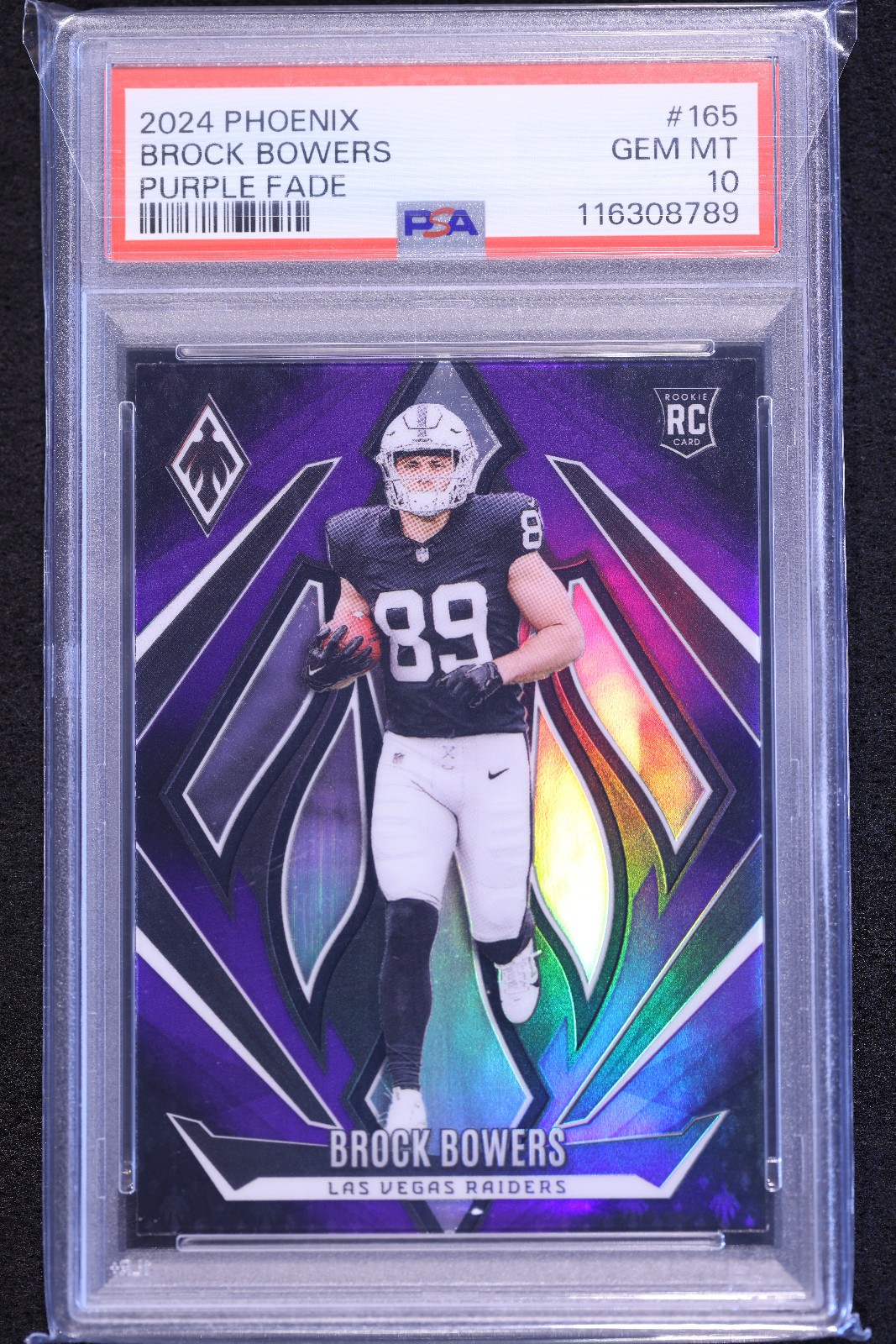 2024 Phoenix #165 Brock Bowers Purple Fade RC PSA 10 POP 3
