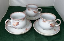 Denby Twilight Ceramic Cups Saucers x 3