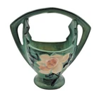 Vintage 1940’s Roseville Pottery Green Magnolia Basket Vase Planter 383 - 7 Inch